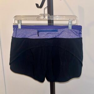 lululemon athletica Black Shorts with Purple Waistband - Athletic Running Shorts